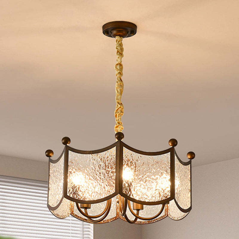 French Corrugated Ripple Glass Chandelier