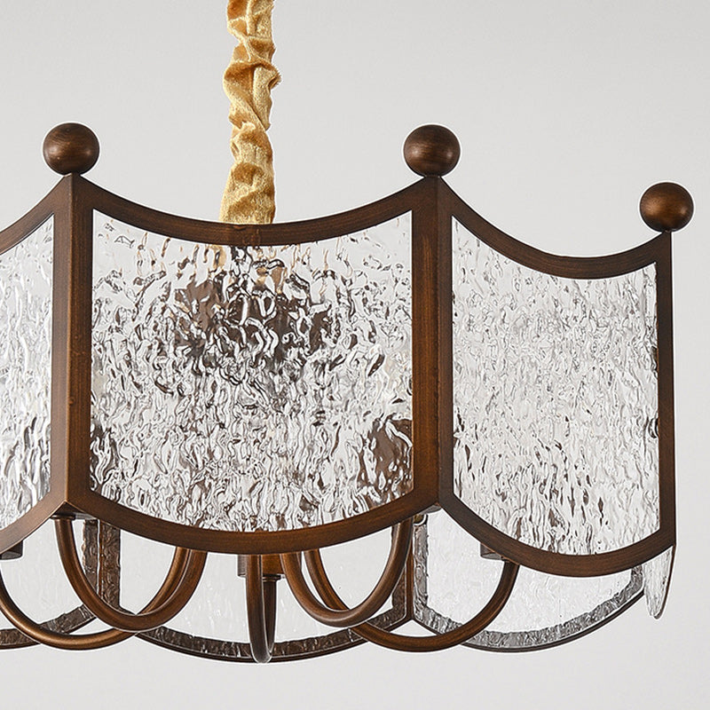 French Corrugated Ripple Glass Chandelier