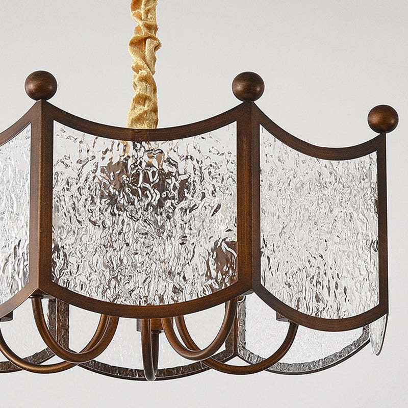 French Corrugated Ripple Glass Chandelier