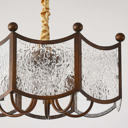 French Corrugated Ripple Glass Chandelier