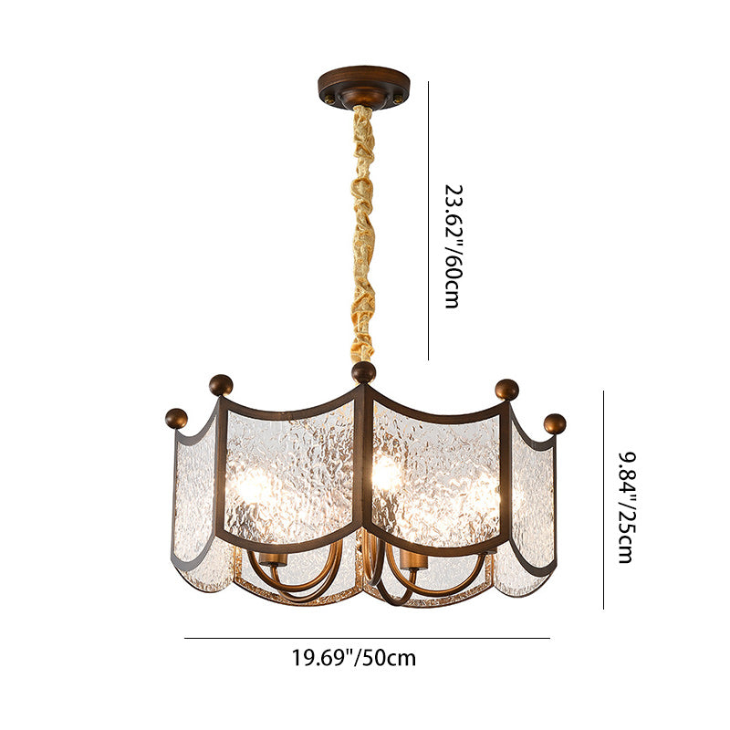 French Corrugated Ripple Glass Chandelier