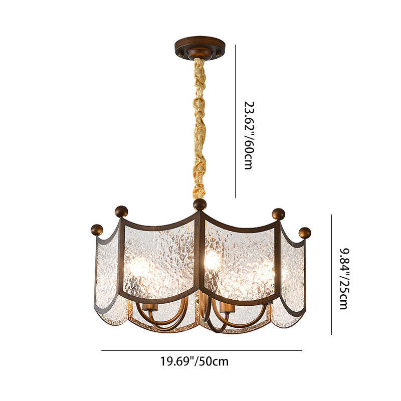 French Corrugated Ripple Glass Chandelier