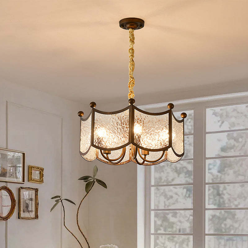 French Corrugated Ripple Glass Chandelier