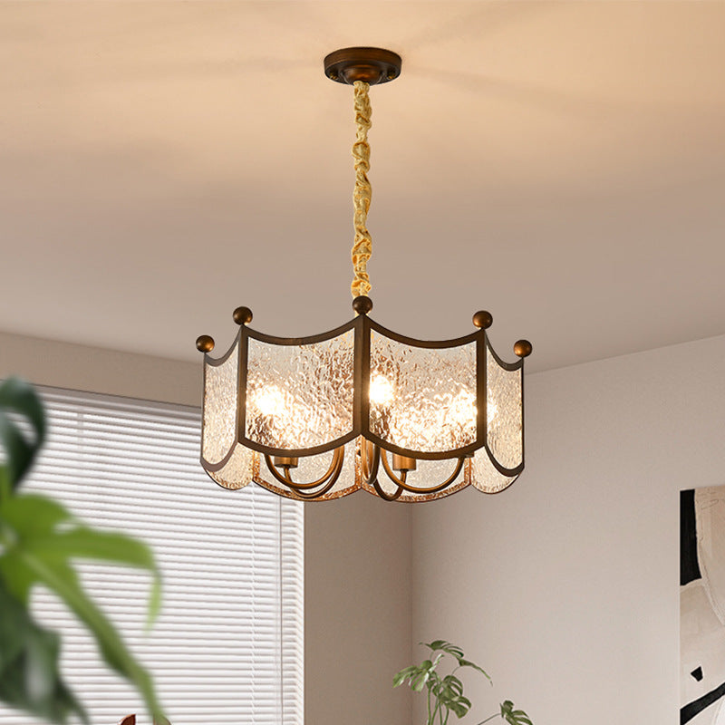 French Corrugated Ripple Glass Chandelier