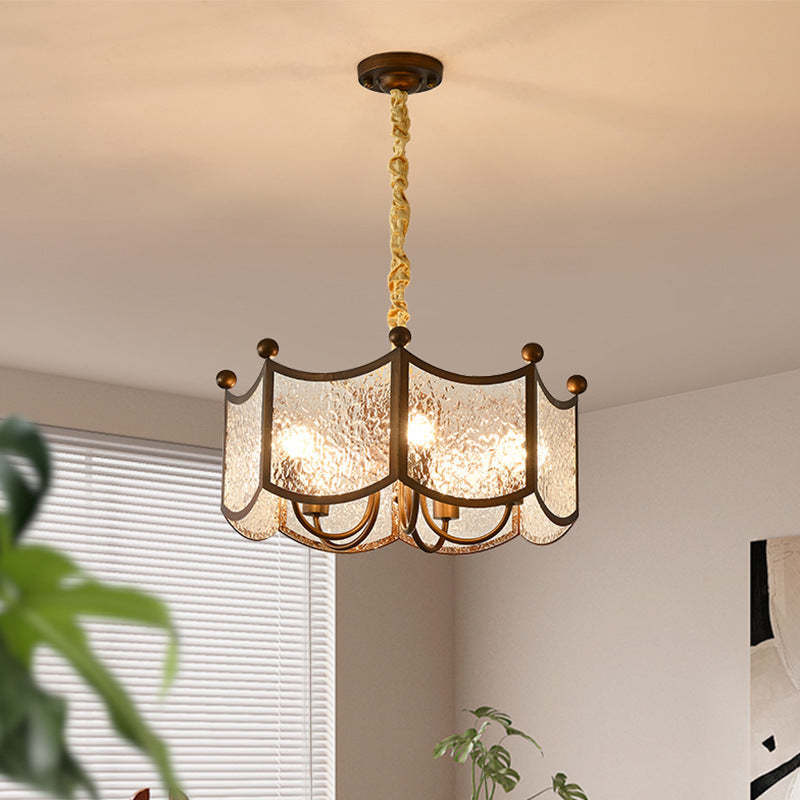 French Corrugated Ripple Glass Chandelier