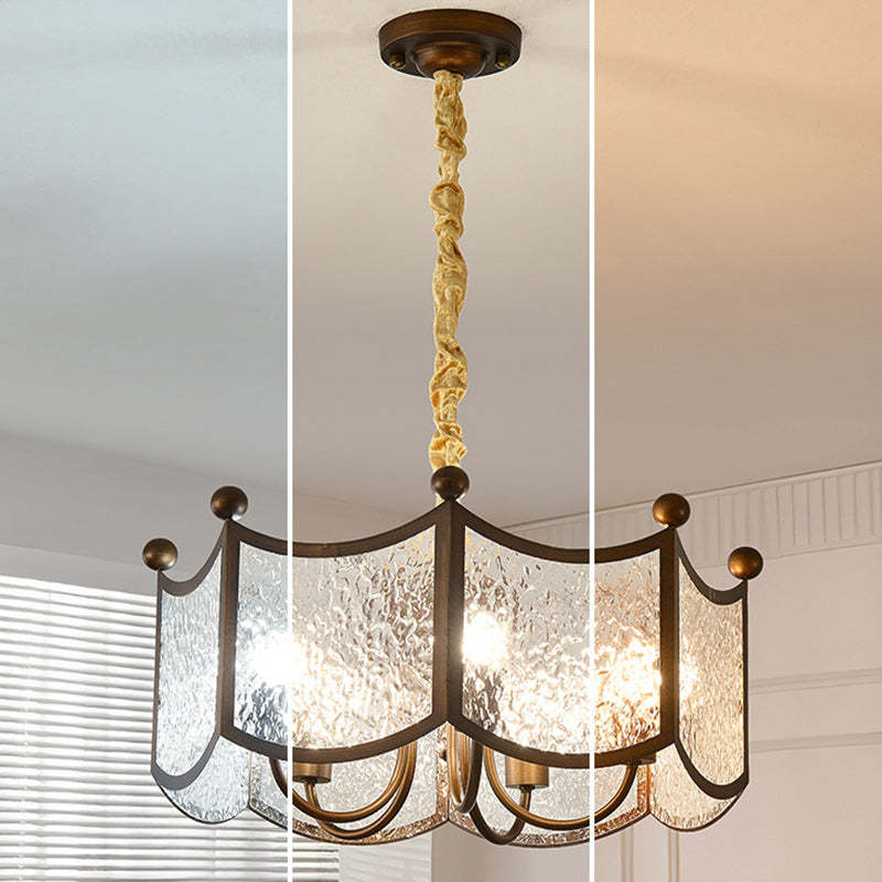 French Corrugated Ripple Glass Chandelier