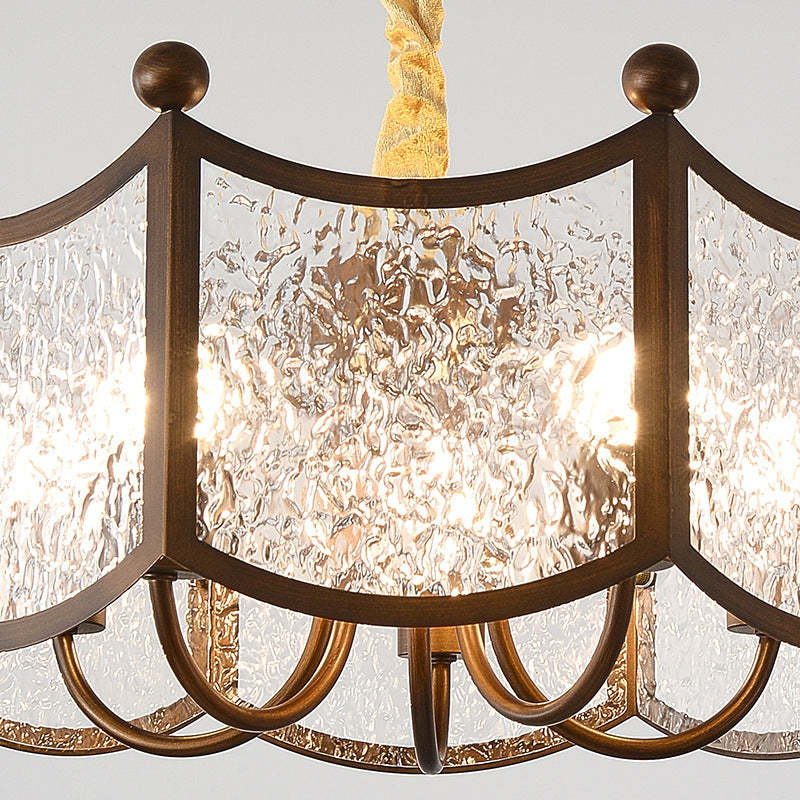 French Corrugated Ripple Glass Chandelier