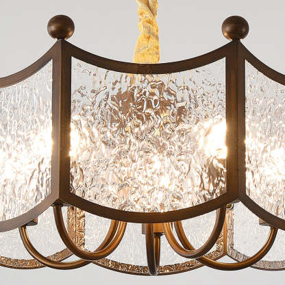 French Corrugated Ripple Glass Chandelier
