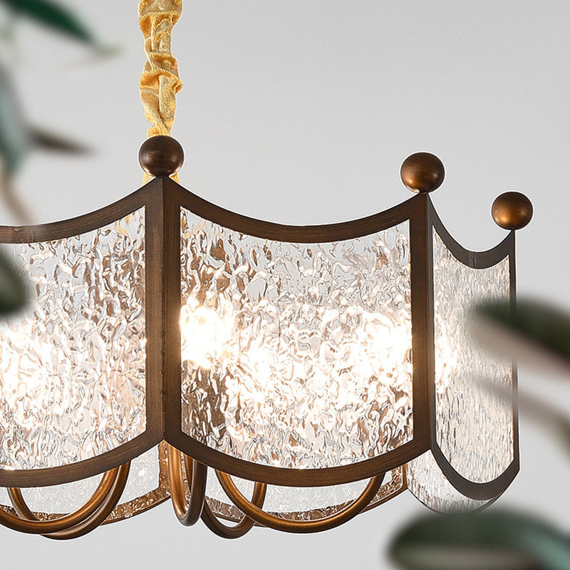 French Corrugated Ripple Glass Chandelier