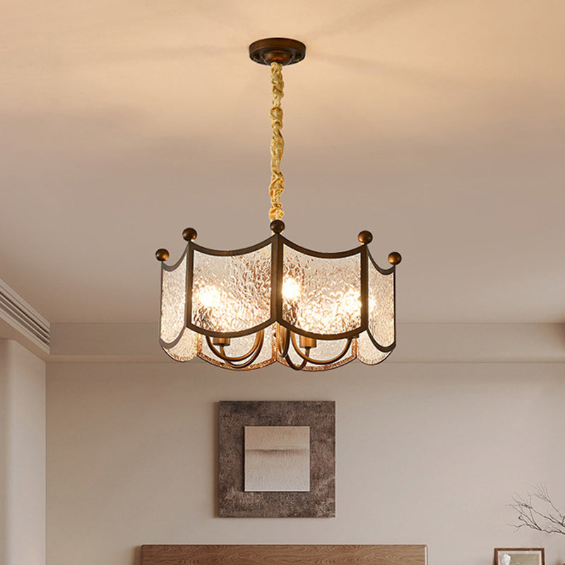 French Corrugated Ripple Glass Chandelier