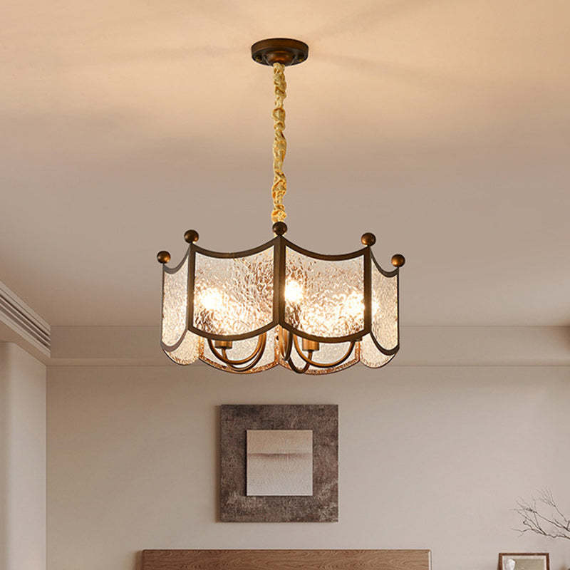 French Corrugated Ripple Glass Chandelier