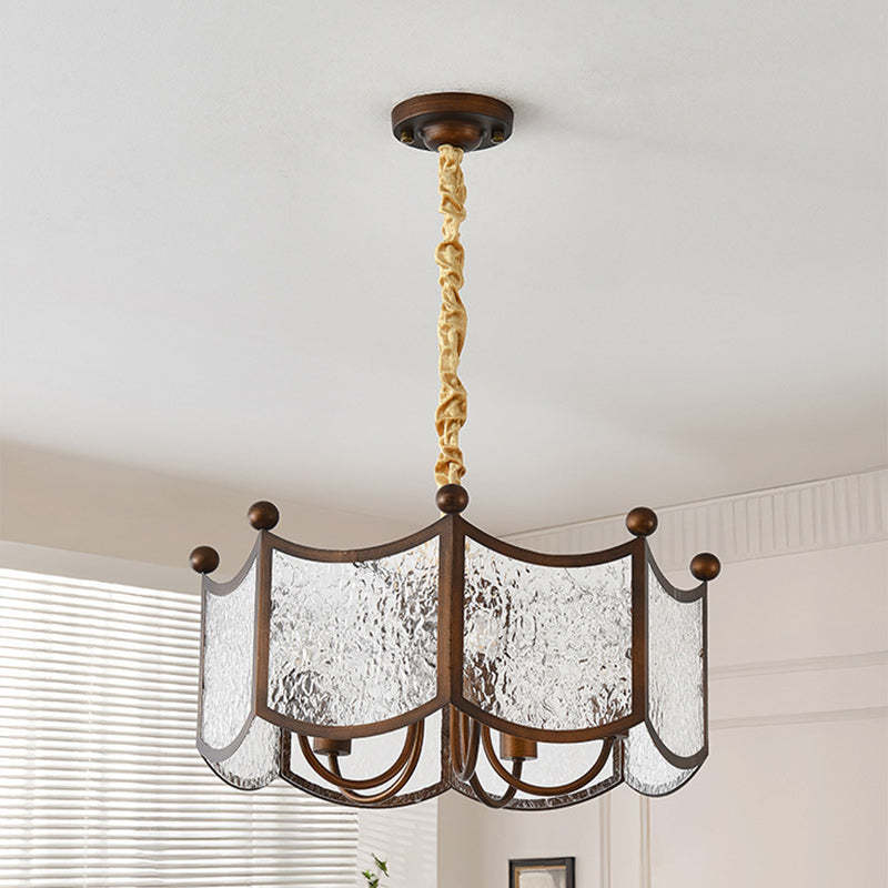 French Corrugated Ripple Glass Chandelier