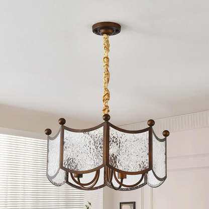 French Corrugated Ripple Glass Chandelier
