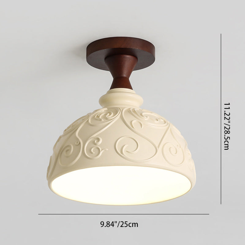 Transitional Solid Wood Semicircle Ceiling Light