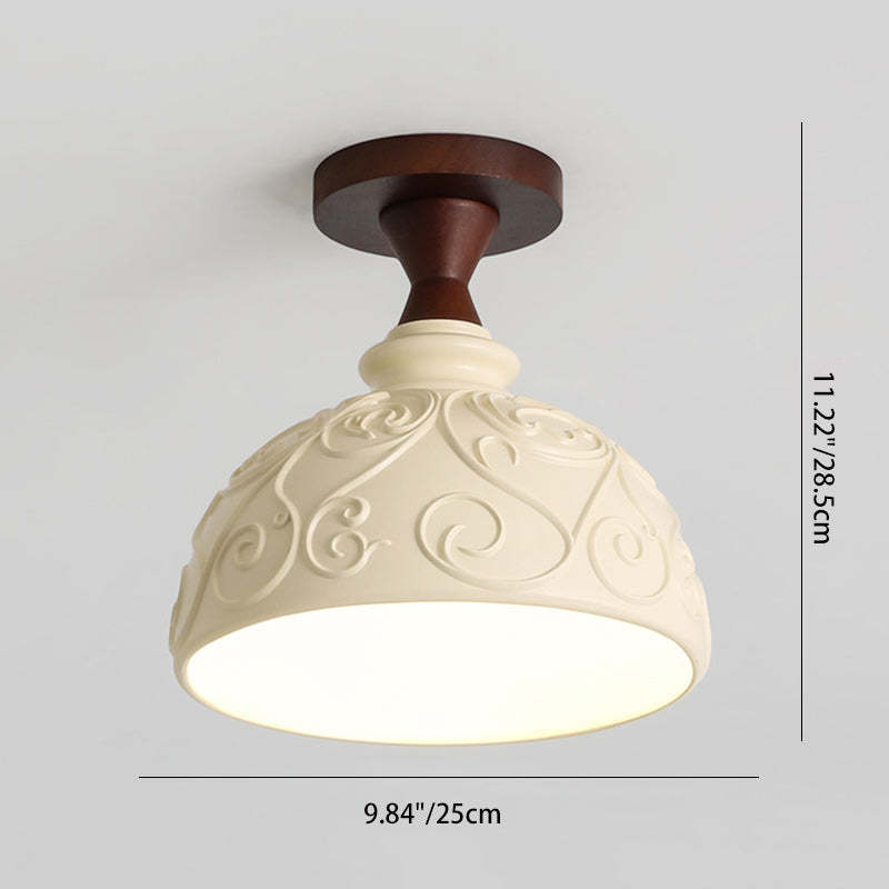 Transitional Solid Wood Semicircle Ceiling Light