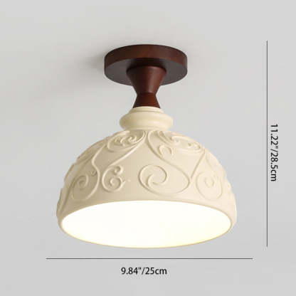 Transitional Solid Wood Semicircle Ceiling Light