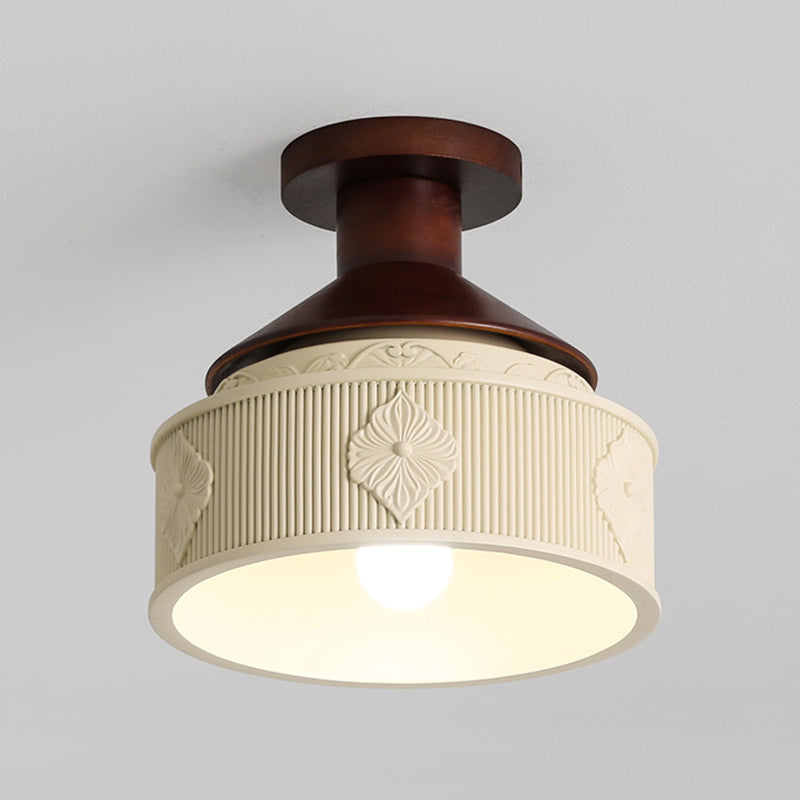 Transitional Solid Wood Semicircle Ceiling Light