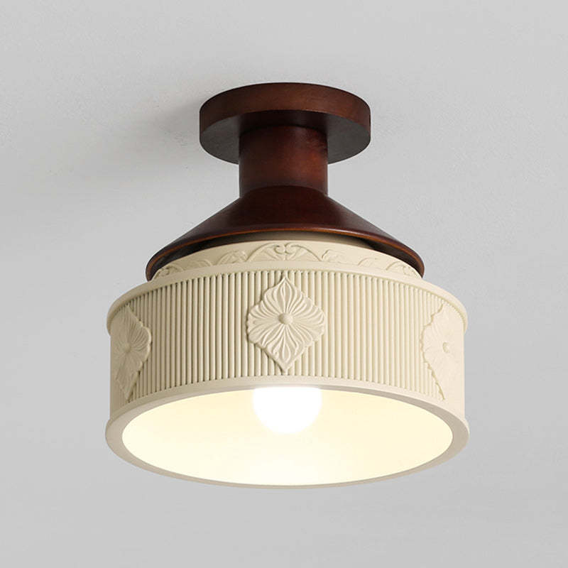 Transitional Solid Wood Semicircle Ceiling Light