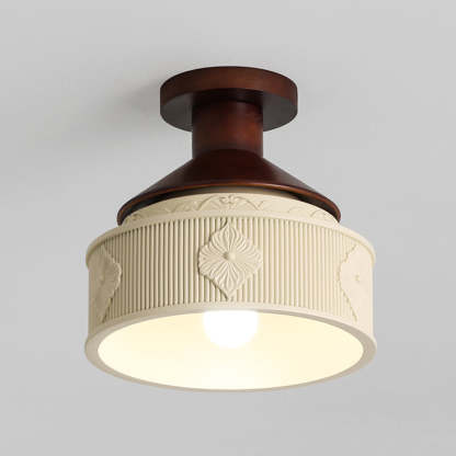 Transitional Solid Wood Semicircle Ceiling Light