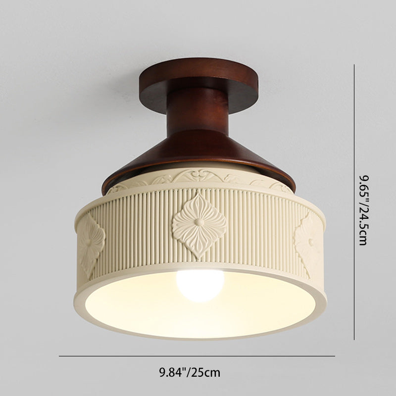 Transitional Solid Wood Semicircle Ceiling Light