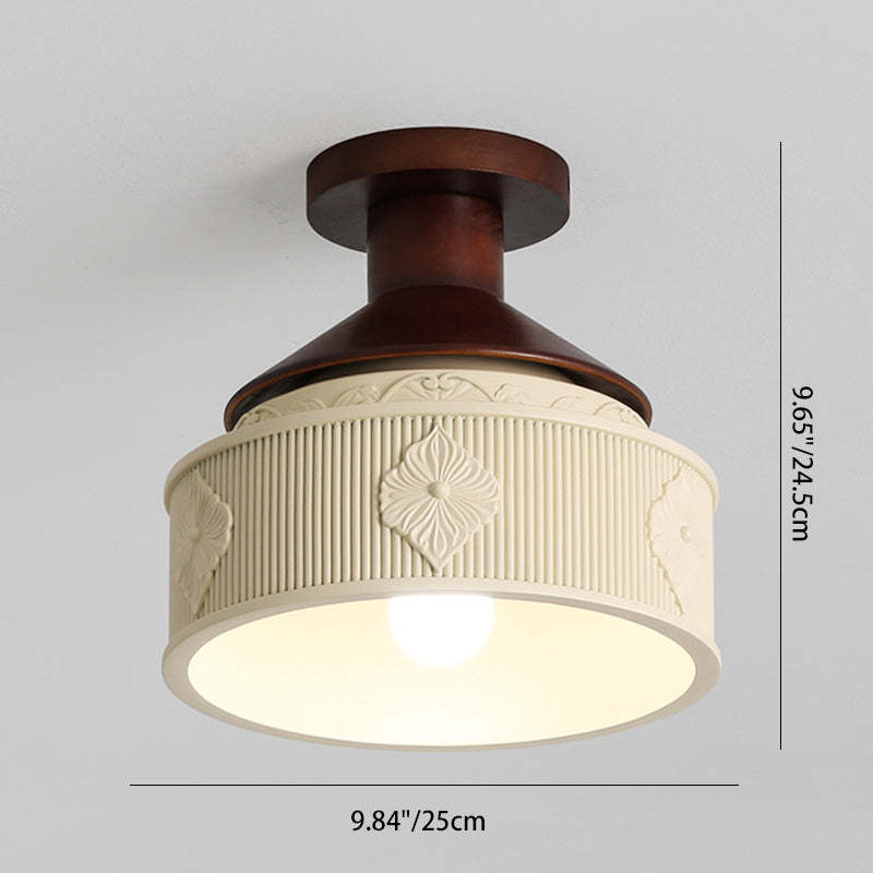 Transitional Solid Wood Semicircle Ceiling Light