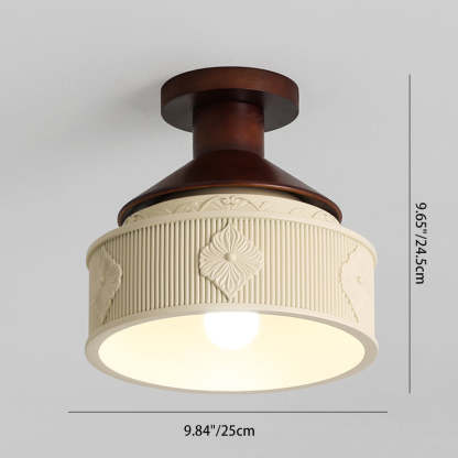 Transitional Solid Wood Semicircle Ceiling Light
