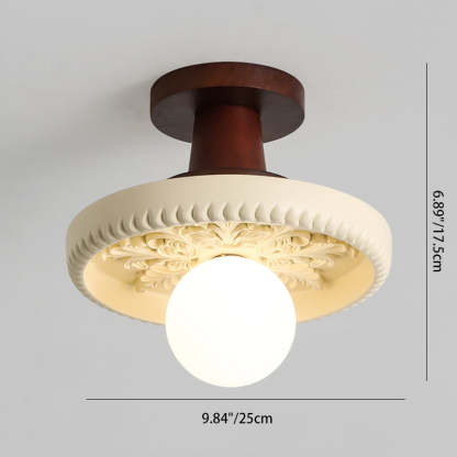 Transitional Solid Wood Semicircle Ceiling Light