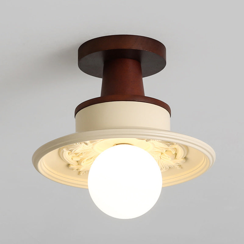 Transitional Solid Wood Semicircle Ceiling Light