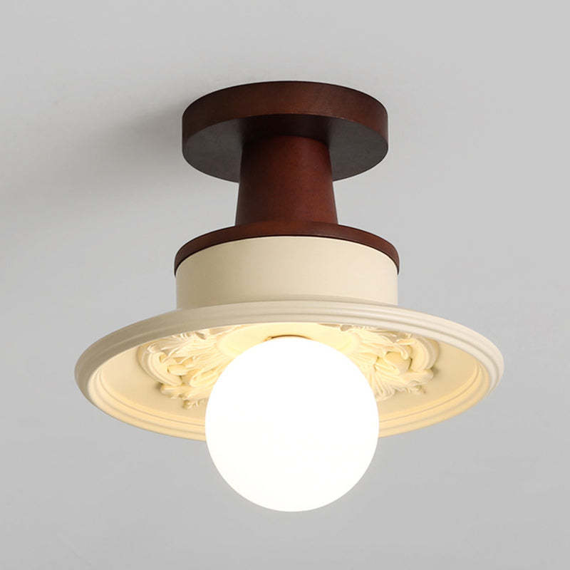 Transitional Solid Wood Semicircle Ceiling Light
