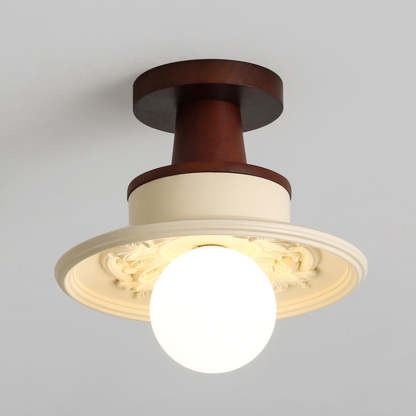 Transitional Solid Wood Semicircle Ceiling Light