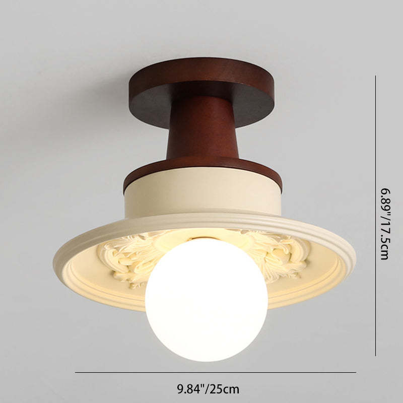 Transitional Solid Wood Semicircle Ceiling Light