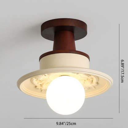 Transitional Solid Wood Semicircle Ceiling Light
