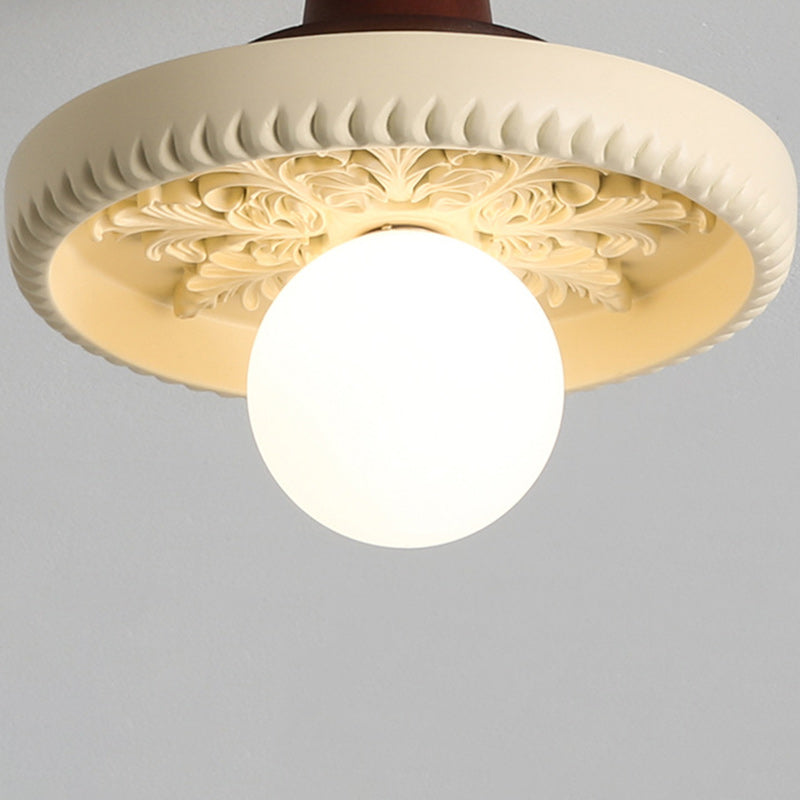 Transitional Solid Wood Semicircle Ceiling Light