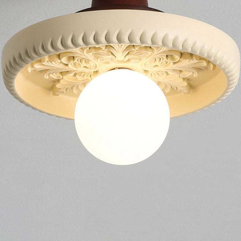 Transitional Solid Wood Semicircle Ceiling Light