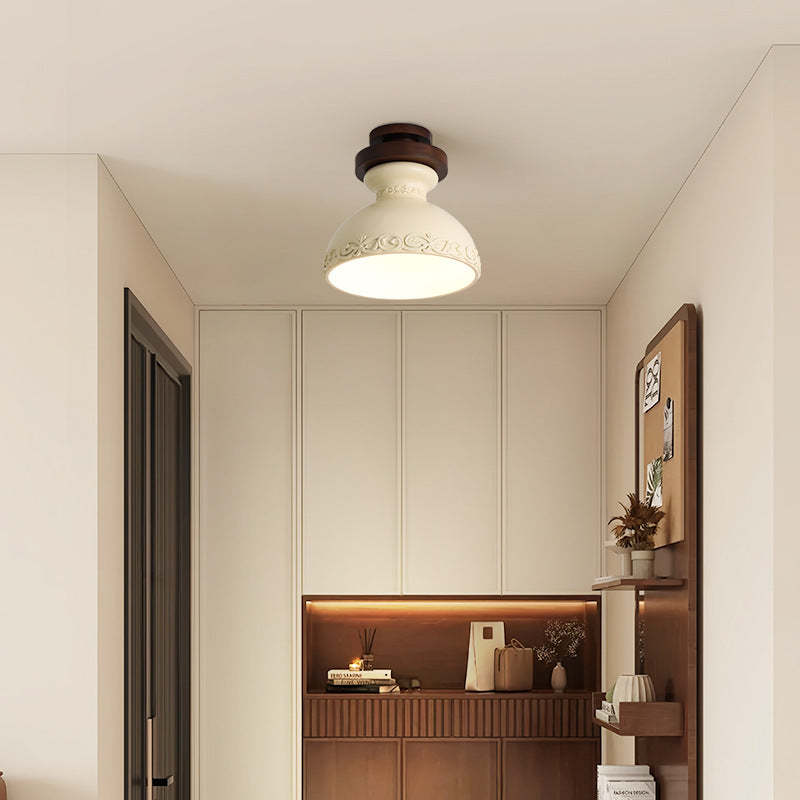 Transitional Solid Wood Semicircle Ceiling Light