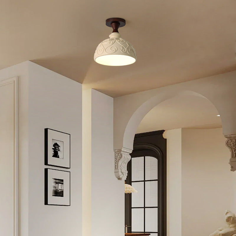 Transitional Solid Wood Semicircle Ceiling Light