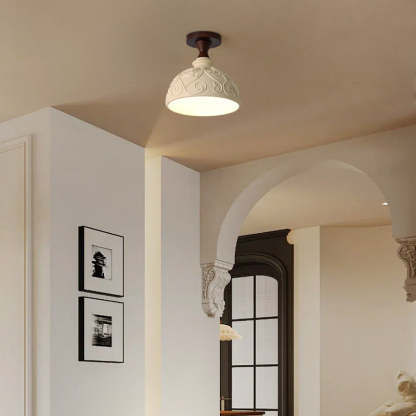 Transitional Solid Wood Semicircle Ceiling Light