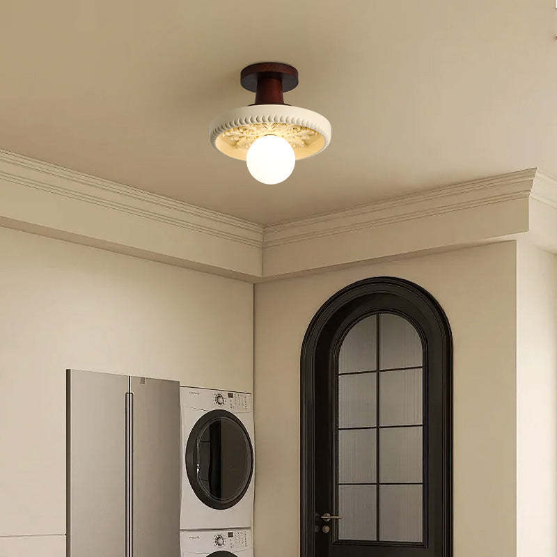 Transitional Solid Wood Semicircle Ceiling Light