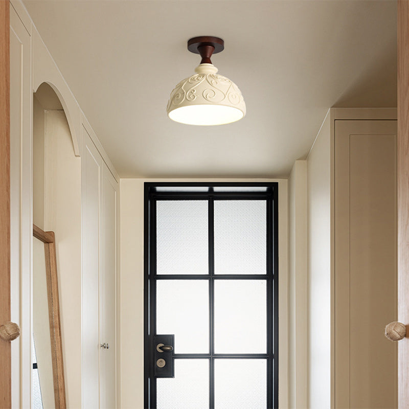 Transitional Solid Wood Semicircle Ceiling Light