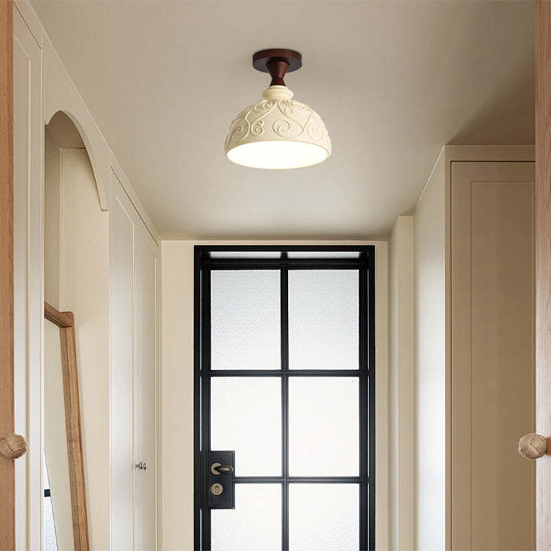 Transitional Solid Wood Semicircle Ceiling Light