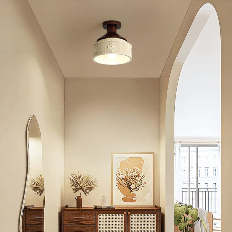 Transitional Solid Wood Semicircle Ceiling Light