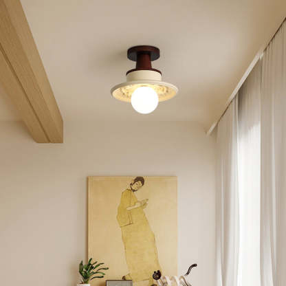 Transitional Solid Wood Semicircle Ceiling Light