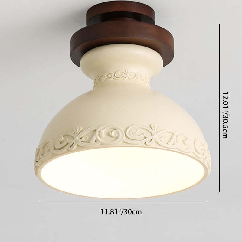 Transitional Solid Wood Semicircle Ceiling Light