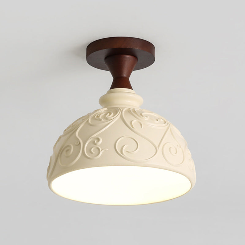 Transitional Solid Wood Semicircle Ceiling Light