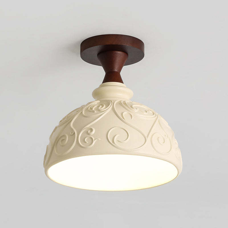 Transitional Solid Wood Semicircle Ceiling Light