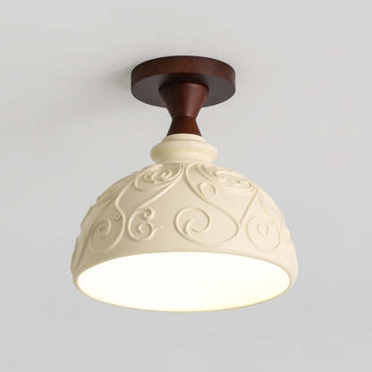 Transitional Solid Wood Semicircle Ceiling Light
