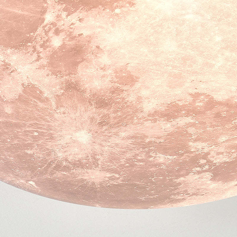 Nordic Wood Acrylic Moon Round LED Flush Mount Light