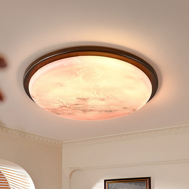 Nordic Wood Acrylic Moon Round LED Flush Mount Light
