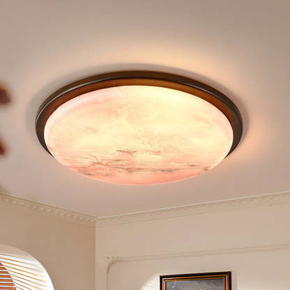 Nordic Wood Acrylic Moon Round LED Flush Mount Light