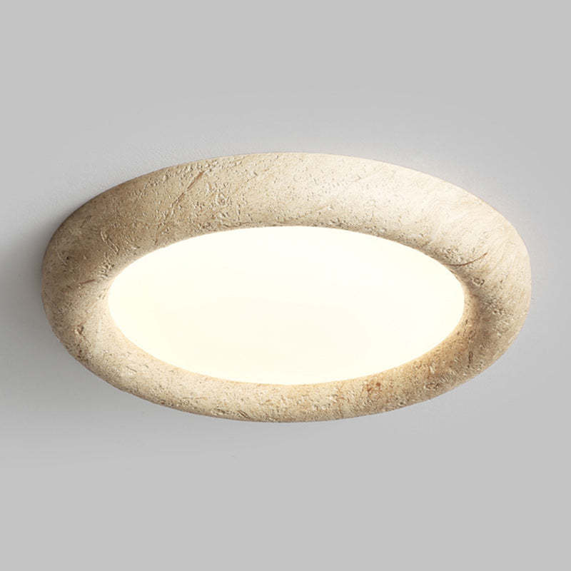 Japanese Travertine Circle Ring LED Flush Mount Light